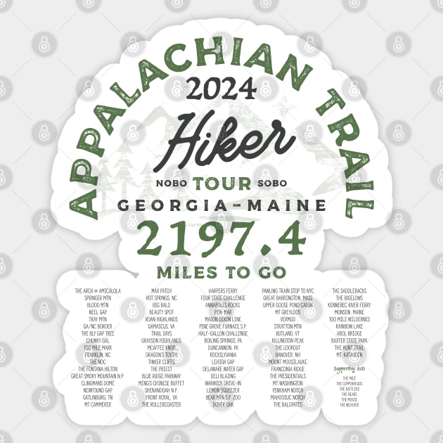 Appalachian Trail 2024 Tour Shirt Sticker by Camp Happy Hour